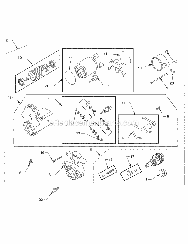 Starter Diagram and Parts List for 5264DE 54AE546-710, 54BE546-710 Cub Cadet Lawn Tractor